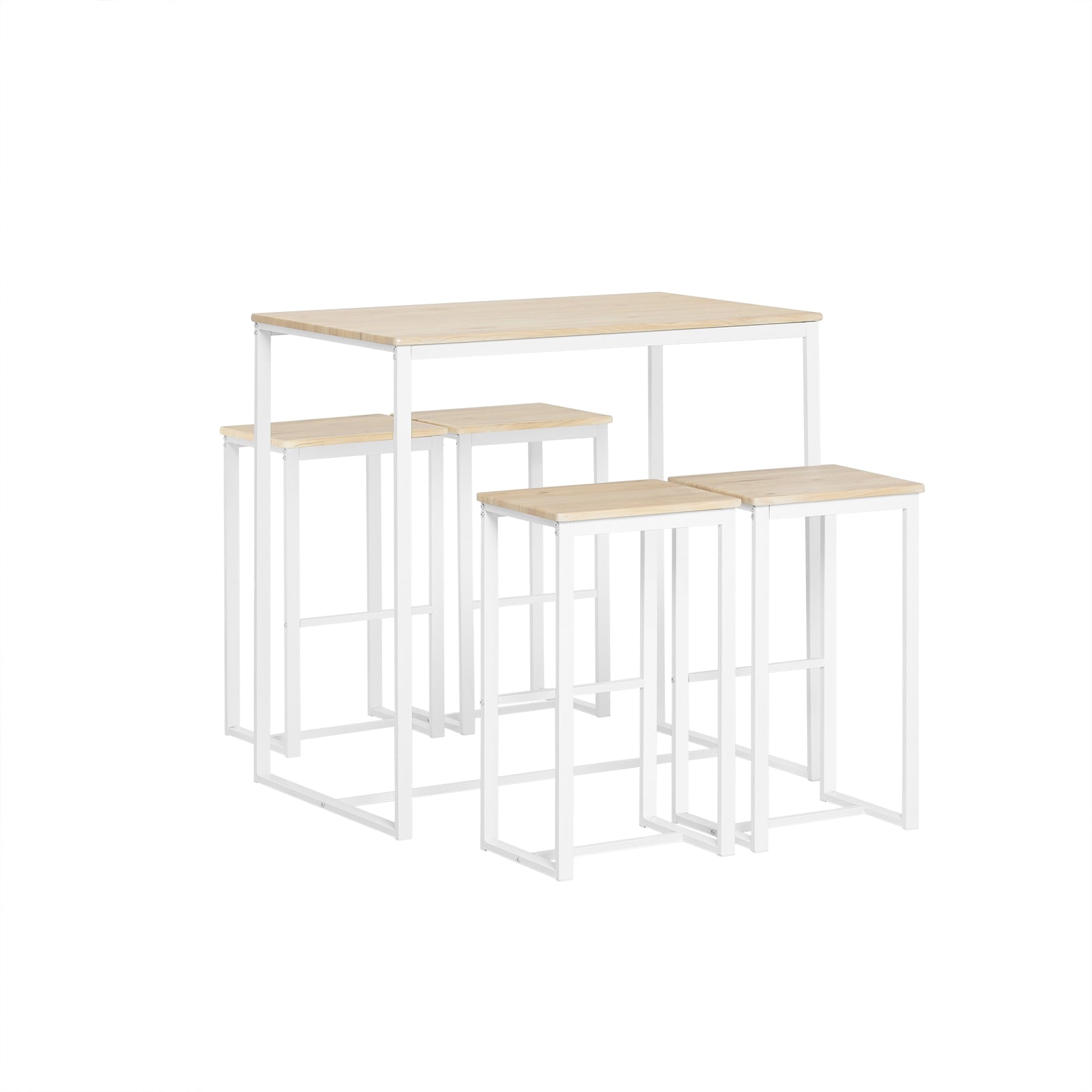 foto del prodotto set 5 pezzi tavolo con 4 sgabelli mobile bar per casa stile industriale l100 p60 a96cm bianco ogt15 wn