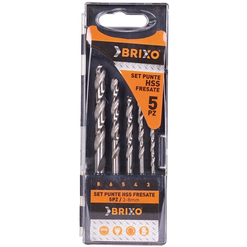 foto del prodotto set 5 punte per forare hss in acciaio fresato per trapano tassellatore brixo