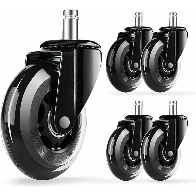 foto del prodotto set 5 ruote per sedia da ufficio dimensioni 11x22 mm portata 250 kg rotazione a 360 silenzioso ruote di ricambio universali per sedia da