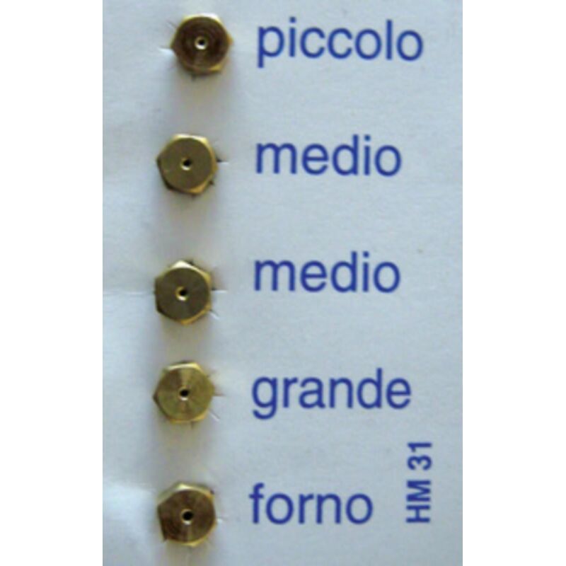 foto del prodotto set 5 ugelli gas gpl per cucina ugello in ottone piccolo medio grande forno