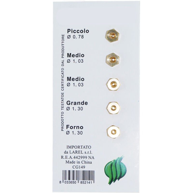 foto del prodotto set 5 ugelli gas metano per cucina