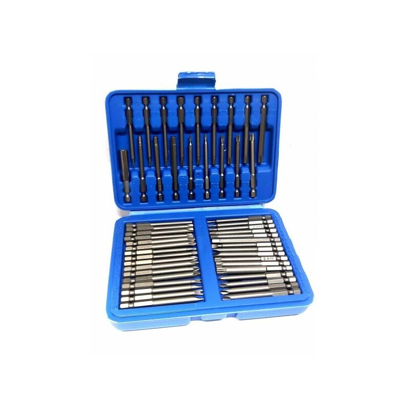 foto del prodotto set 50 punte extra lunghe torx stella esagonale e forma u per trapano avvitatore