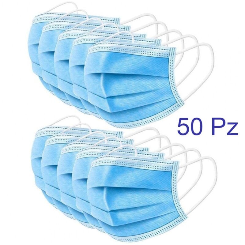 foto del prodotto set 50 pz mascherina facciale 3 strati monouso