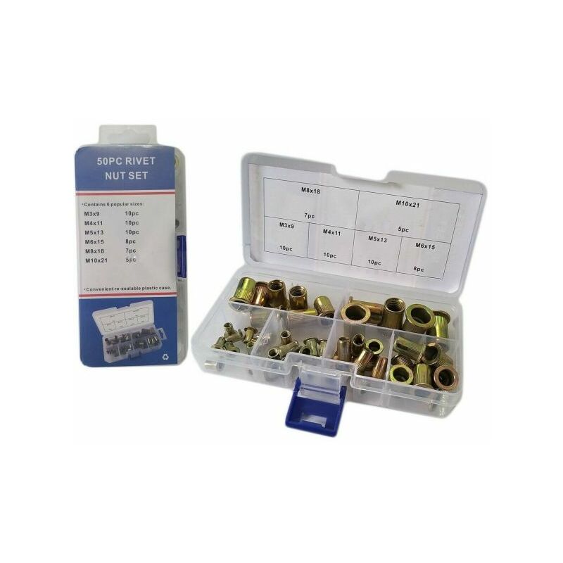 foto del prodotto set 50 pz rivetti borchie filettati per rivettatrice in rame m3 m4 m5 m6 m8 m10
