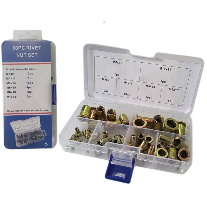 foto del prodotto set 50 pz rivetti borchie filettati per rivettatrice in rame m3 m4 m5 m6 m8 m10 - - trade shop traesio