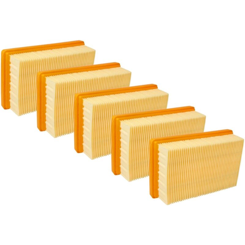 foto del prodotto set 5x filtro a pieghe piatte compatibile con k rcher wd 5 p v-25 5 22, wd 5 s v-25 5 22, wd 5 v-25 5 22 aspirapolvere - elemento filtrante - vhbw