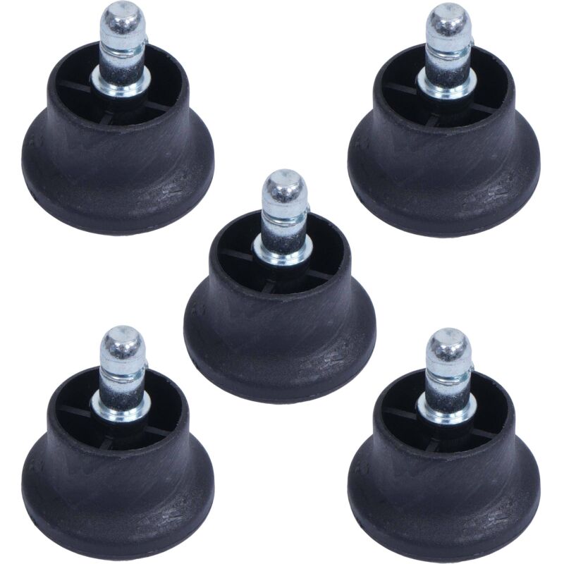 foto del prodotto set 5x piedini supporti fissi per sedie da ufficio hhg 911 plastica metallo 11mm nero