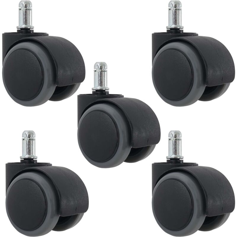 foto del prodotto set 5x ruote per sedie poltrone girevoli 50mm hhg 332 plastica poliuretano grigio