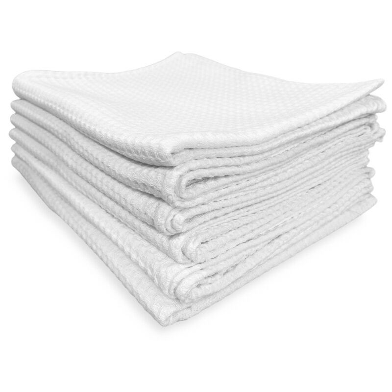 foto del prodotto set 6 asciugamani ospite cotone tinta unita bianco nido d ape fornitura alberghiera cm.40x60