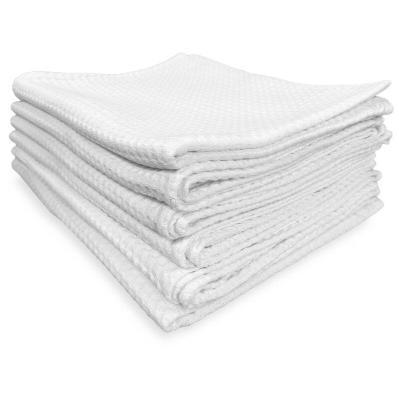 foto del prodotto set 6 asciugamani salvietta cotone tinta unita bianco nido d ape fornitura alberghiera 60x100
