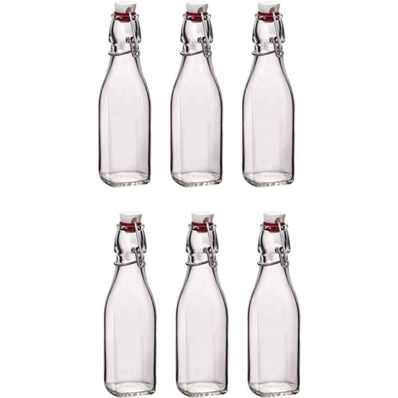 foto del prodotto set 6 bottiglie in vetro swing con tappo a chiusura ermetica 0.250 lt