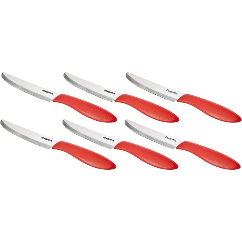 foto del prodotto set 6 coltelli da tavola presto 12 cm rosso 863054.20 tescoma