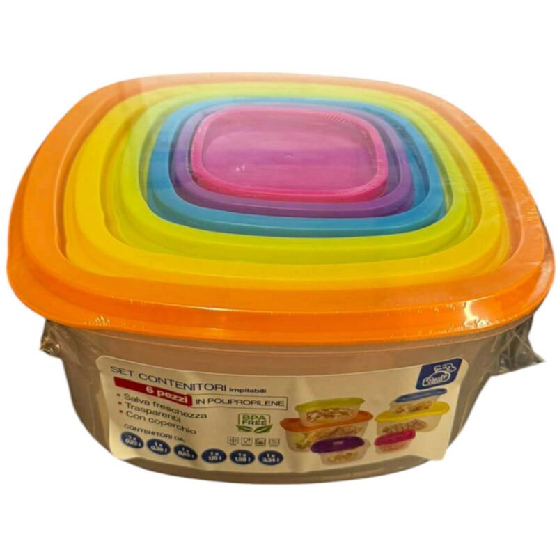 foto del prodotto set 6 contenitori per alimenti impilabili