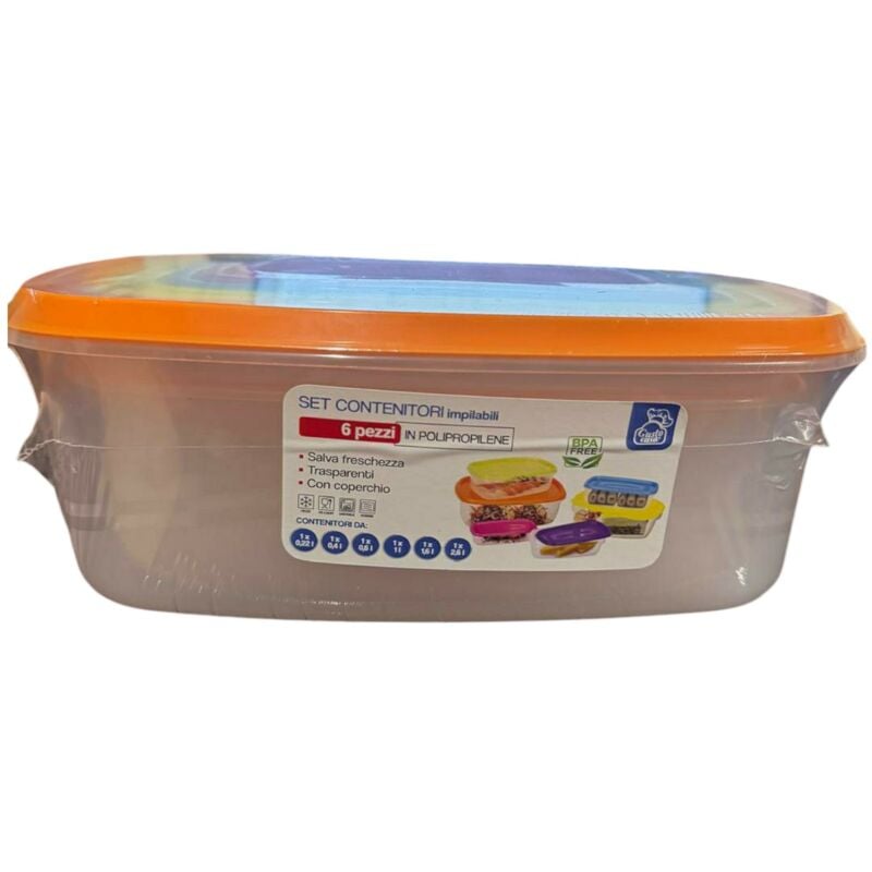 foto del prodotto set 6 contenitori per alimenti impilabili