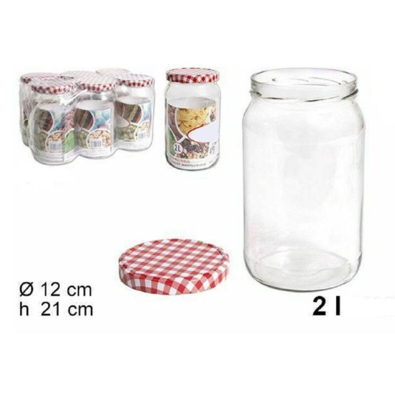 foto del prodotto set 6 pezzi contenitore barattolo in vetro con coperchio barattolini 2 lt trade shop traesio