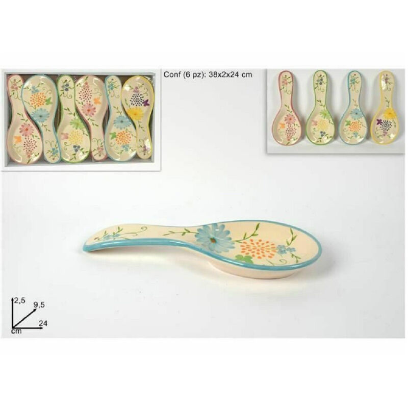 foto del prodotto set 6 pezzi poggiamestolo poggia mestolo in ceramica decoro fiori cucina trade shop traesio