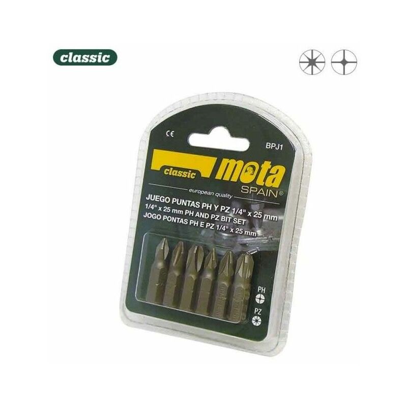 foto del prodotto set 6 punte ph 1 2 3 pz 1 2 3 x 25mm bpj1 mota