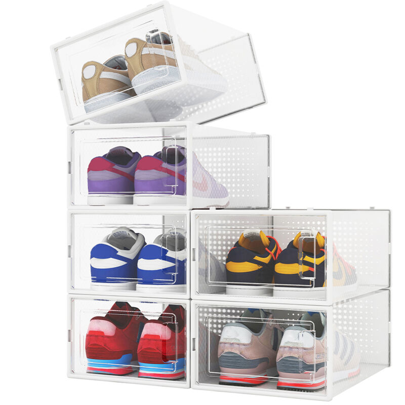 foto del prodotto set 6 pz scatole portascarpe impilabili 33.5x23x14.5cm porta scarpe salvaspazio