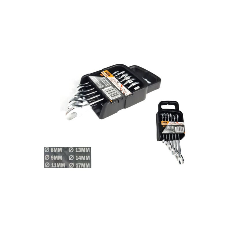 foto del prodotto set 6 pz utensili chiavi inglese combinate misure 8 9 11 13 14 17mm fisse stella
