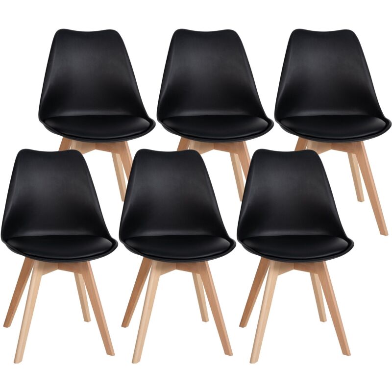 foto del prodotto set 6 sedie cucina sala da pranzo in plastica e struttura in legno pvc nero 100003221