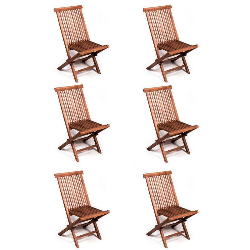 foto del prodotto set 6 sedie da esterno pieghevoli in teak set 6 sedie in teak con cuscino e schienale