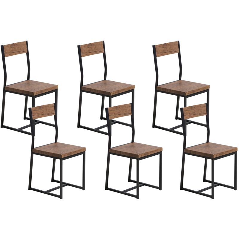 foto del prodotto set 6 sedie da giardino in mdf colore legno scuro e cuscino di seduta laredo