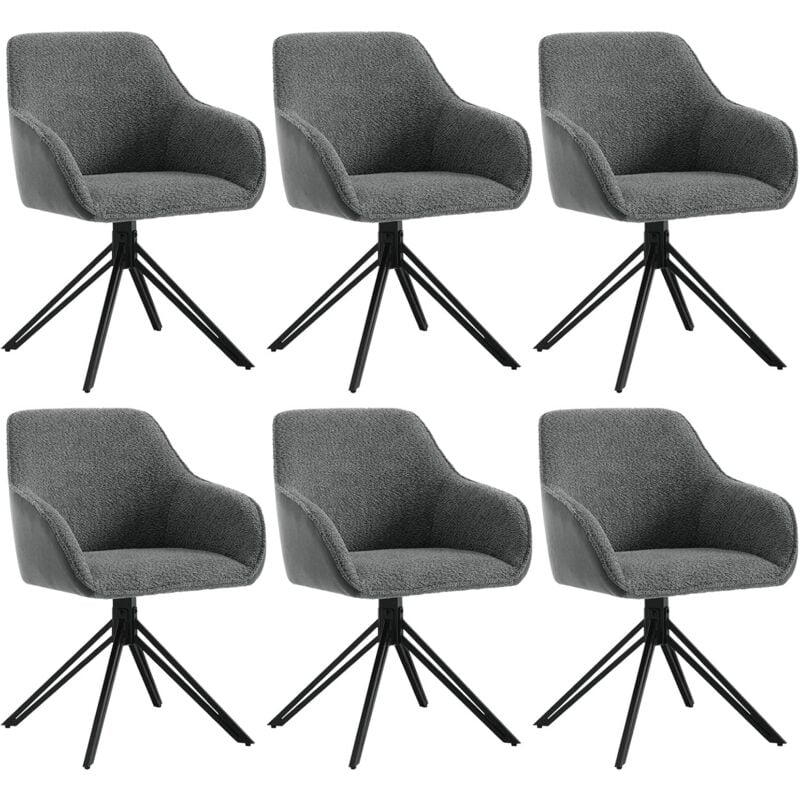 foto del prodotto set 6 sedie imbottite moderne da cucina o soggiorno grigio scuro woltu