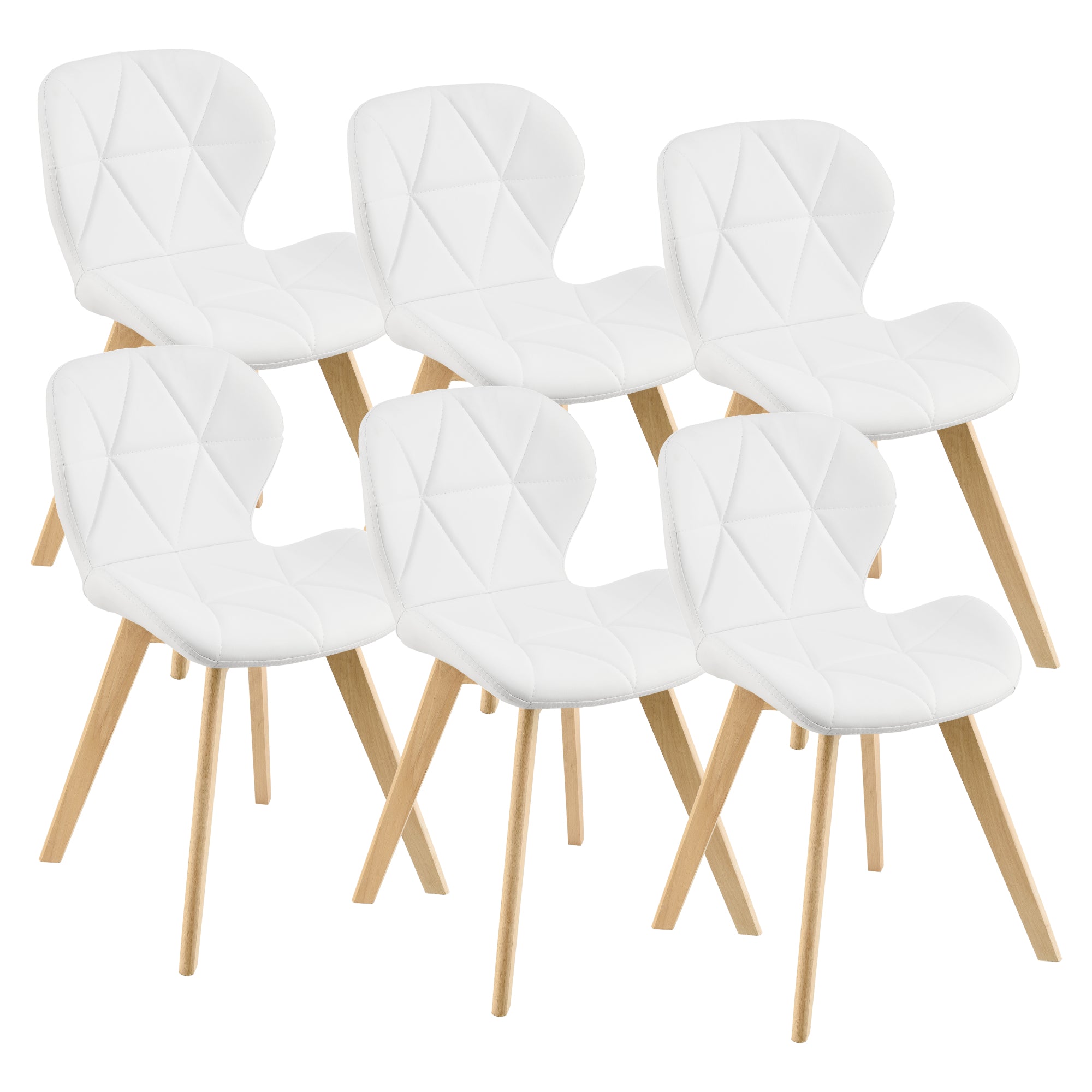 foto del prodotto set 6 sedie in ecopelle 81 x 57 x 49 cm bianco 03 0006790