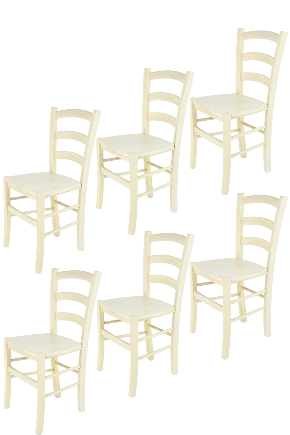 foto del prodotto set 6 sedie venice tommychairs, robusta struttura in legno di faggio verniciata in anilina bianca e seduta in legno