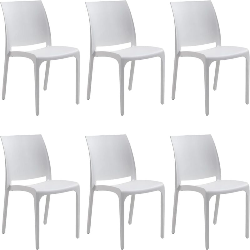 foto del prodotto set 6 sedie volga in polipropilene bianco,54x46x81cm,peso 3,5kg,per interno/esterno,made in italy,sedie impilabili - gloupie