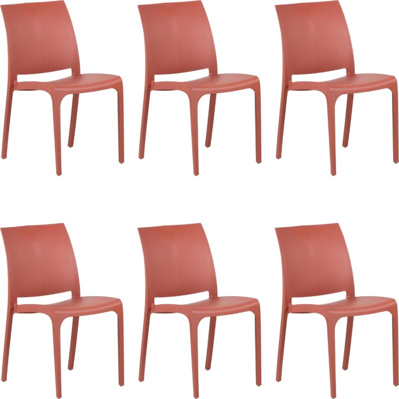 foto del prodotto set 6 sedie volga in polipropilene rosso,54x46x81cm,peso 3,5kg,per interno esterno,made in italy,sedie impilabili gloupie