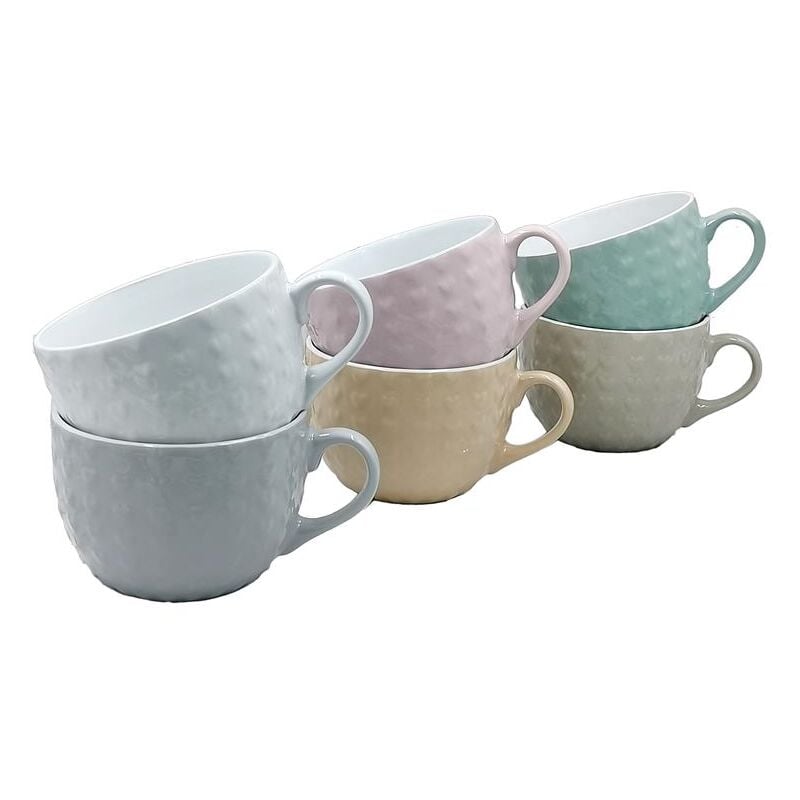 foto del prodotto set 6 tazze in ceramica jumbo cuore da 500cc in colore assortito maury s
