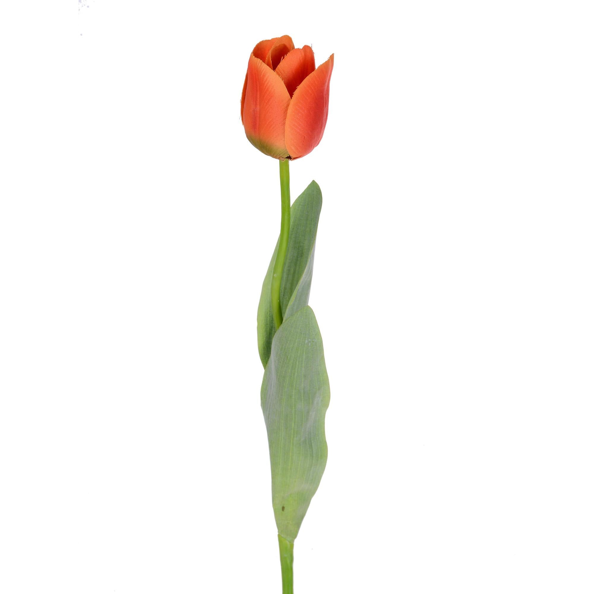 foto del prodotto set 6 tulipani artificiali con foglie altezza 67 cm arancio
