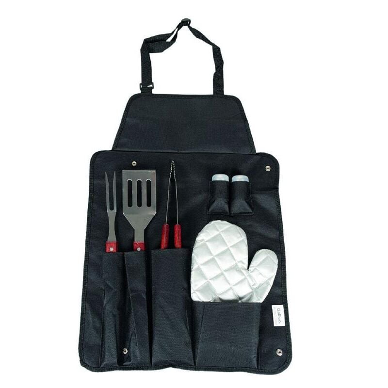 foto del prodotto set 6 utensili con grembiule per barbeque