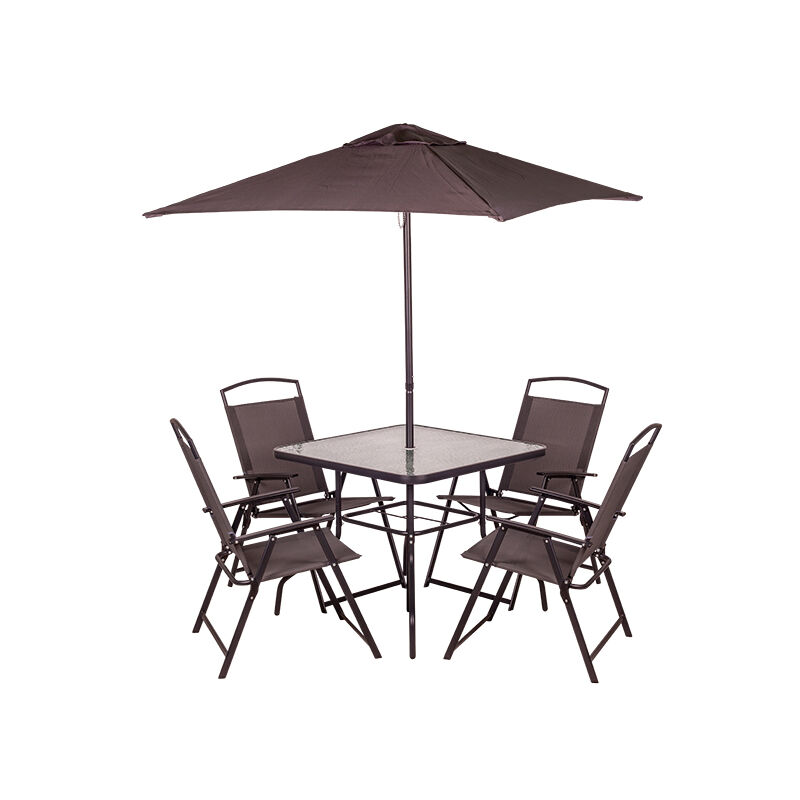 foto del prodotto set 6pz 4 sedie tavolo e ombrellone e ombrellone grigio165x65x112