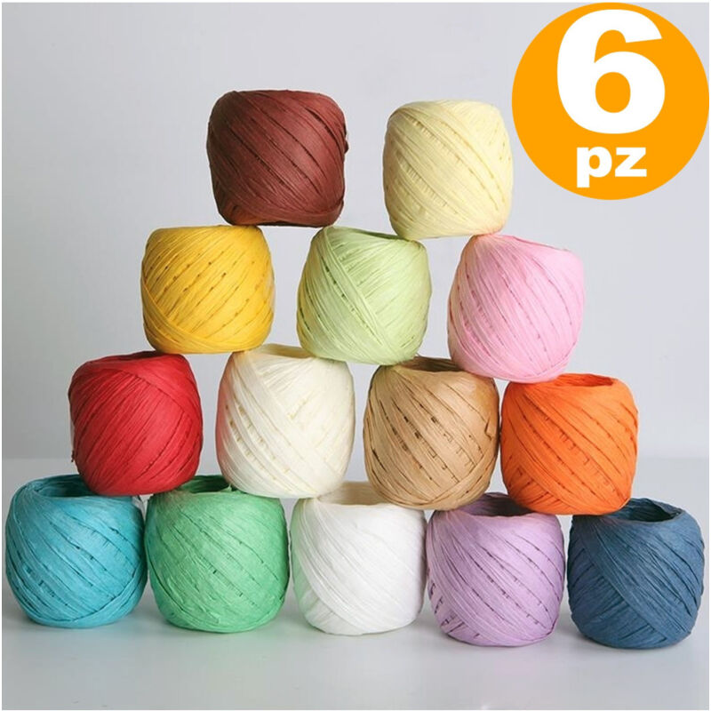 foto del prodotto set 6pz cavo rafia gomitoli nastro corda filo per fiore fioraio bomboniere regali trade shop traesio