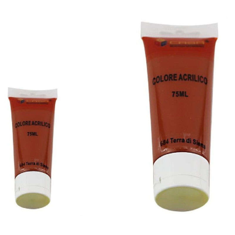foto del prodotto set 6pz pittura acrilica vernice confezione colore terra di siena tubo 75ml 07487 trade shop traesio