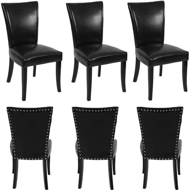 foto del prodotto set 6x sedie retr eleganti chesterfield ecopelle sala pranzo 62x50x93cm nero piedi scuri