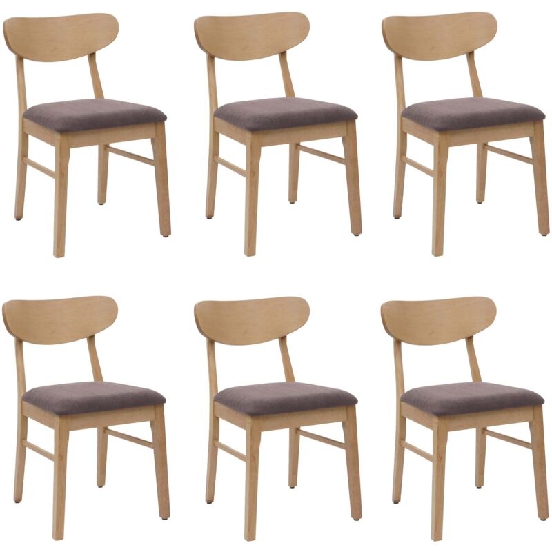 foto del prodotto set 6x sedie sala pranzo soggiorno hhg-698 79x45x49cm 150kg tessuto legno chiaro taupe
