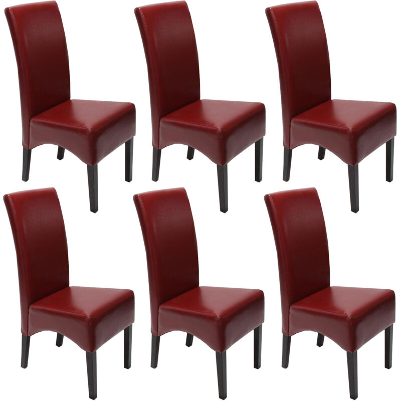 foto del prodotto set 6x sedie soggiorno moderno elegante latina pelle per sala da pranzo rosso gambe scure