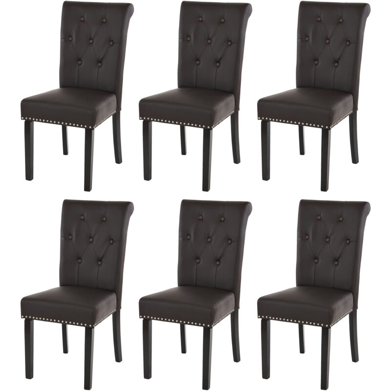 foto del prodotto set 6x sedie vintage retr inglesi sala pranzo chesterfield ii ecopelle marrone piedi scuri
