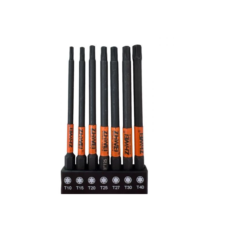 foto del prodotto set 7 punte esagonali per trapano avvitatore t10,t15,t20,t25,t27,t30,t40 07569