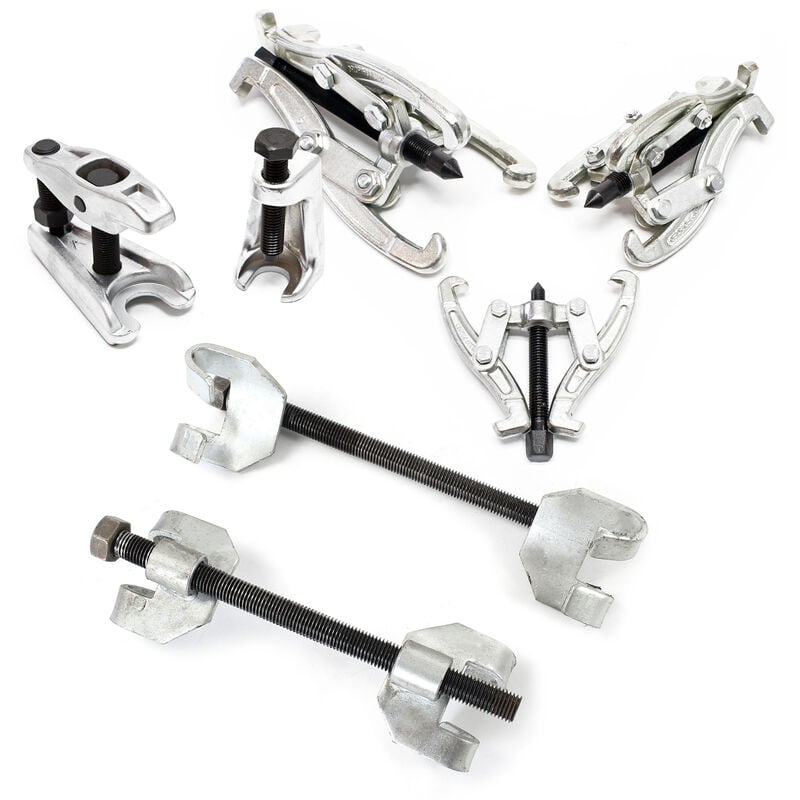 foto del prodotto set 7 pz compressore molle sospensioni 370mm con estrattore ad artiglio e per giunti sferici xpotool