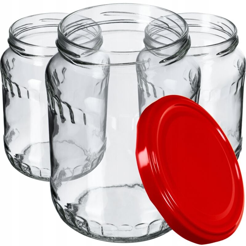 immagine 0 del prodotto set 8 barattoli per marmellata 720 ml con coperchio a vite con tappo a vite barattoli per marmellata rosso kadax