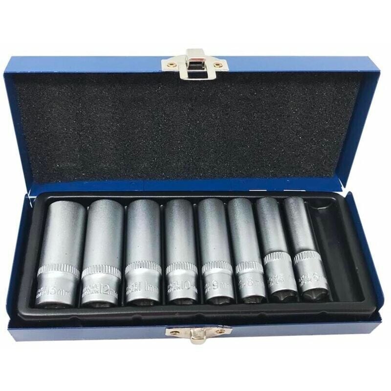 foto del prodotto set 8 chiavi a bussola da in acciaio cromato bussole 6 7 8 9 10 11 12 13 mm