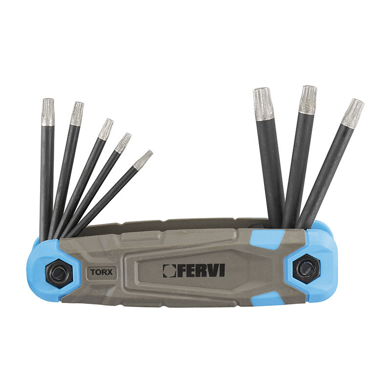 foto del prodotto set 8 chiavi torx t9 t40 con punta diamantata fervi 0558 tx
