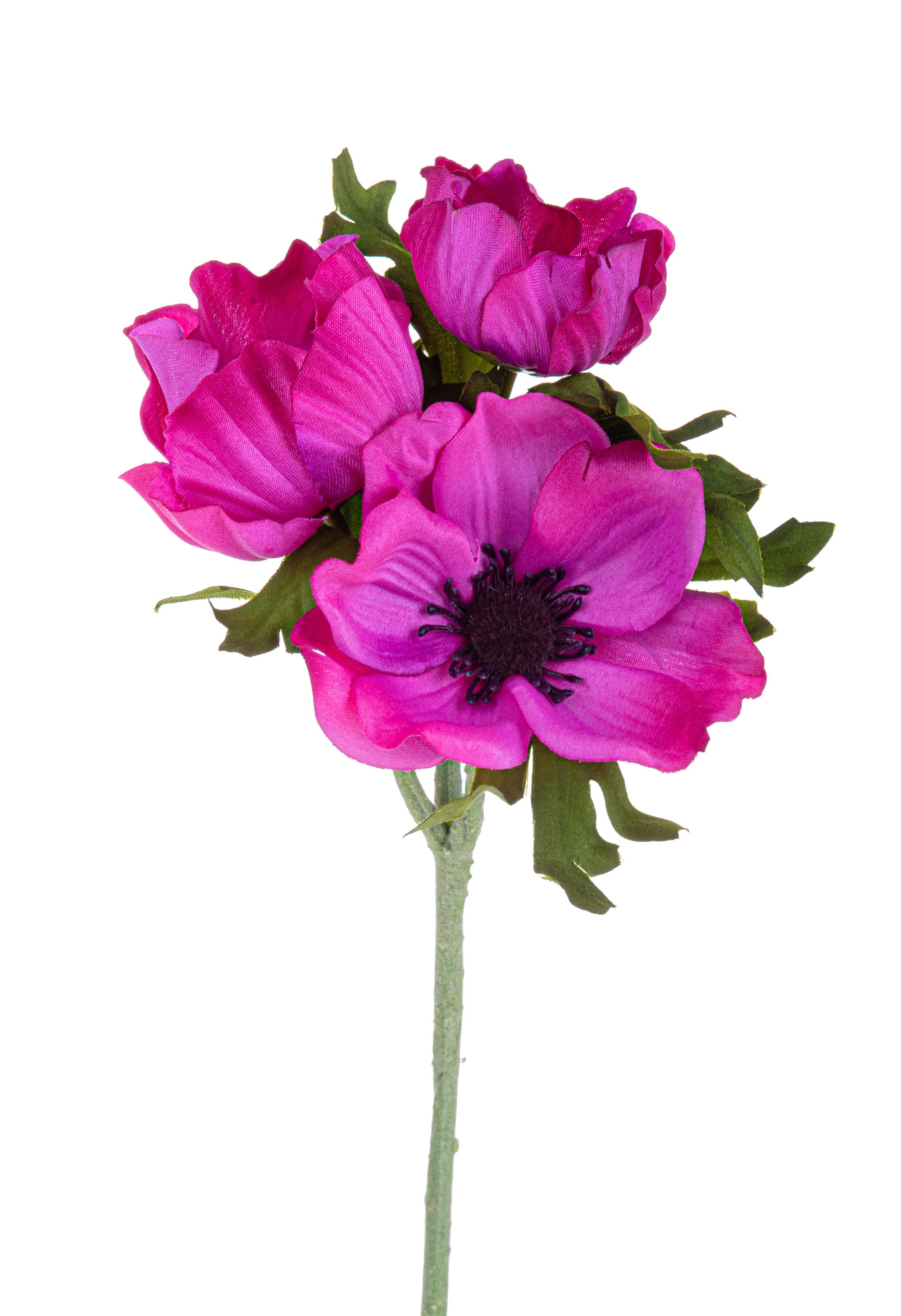 foto del prodotto set 8 fiori artificiali di anemone composta da 3 fiori altezza 46 cm rosa