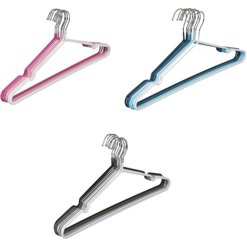 foto del prodotto set 8 grucce metallo gommato antisciv.3 colori assortiti