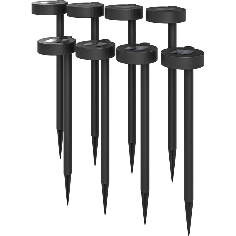 foto del prodotto set 8 luci da esterno a energia solare con illuminazione led nero outsunny