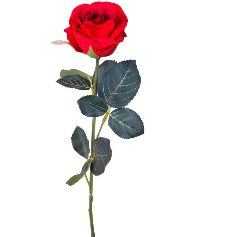 foto del prodotto set 8 rose artificiali semi aperta altezza 37 cm rosso
